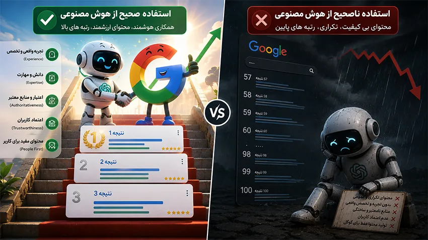 تفاوت استفاده درست با غلط از هوش مصنوعی در تولید محتوا